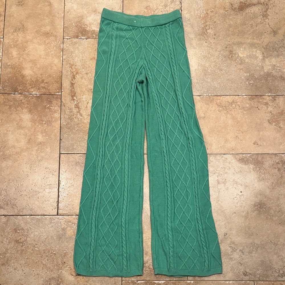 Edikted Green Cable Knit Pants - Size M/L